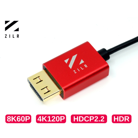 ZILR 8Kp60 2m (Full to Full) Hyper Thin Ultra High Speed HDMI Secure Cable with Ethernet_1